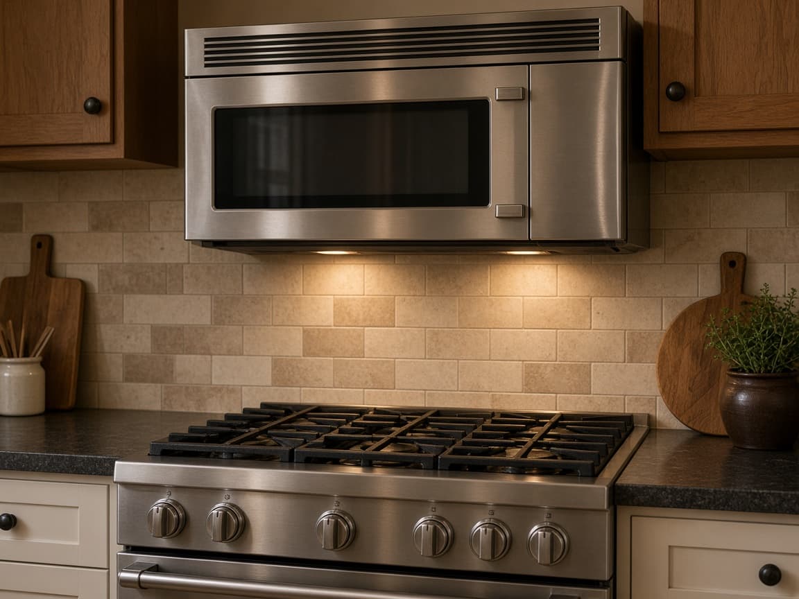 Over-the-range microwave above a gas range